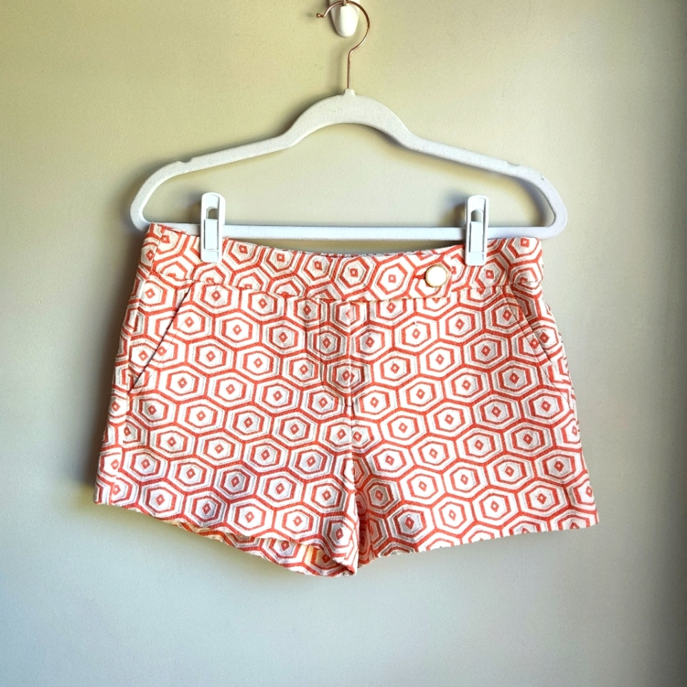 Trina Turk Orange and White Patterned Women Shorts